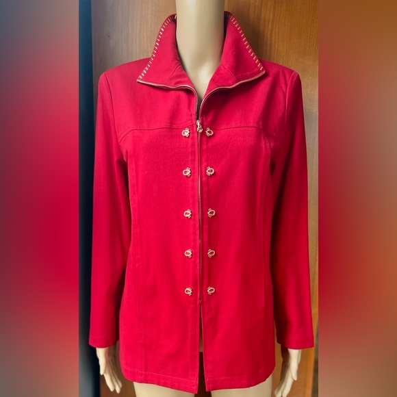 St. John Jackets & Blazers - ST. JOHN SPORT Red & Gold Cotton Jacket Size P